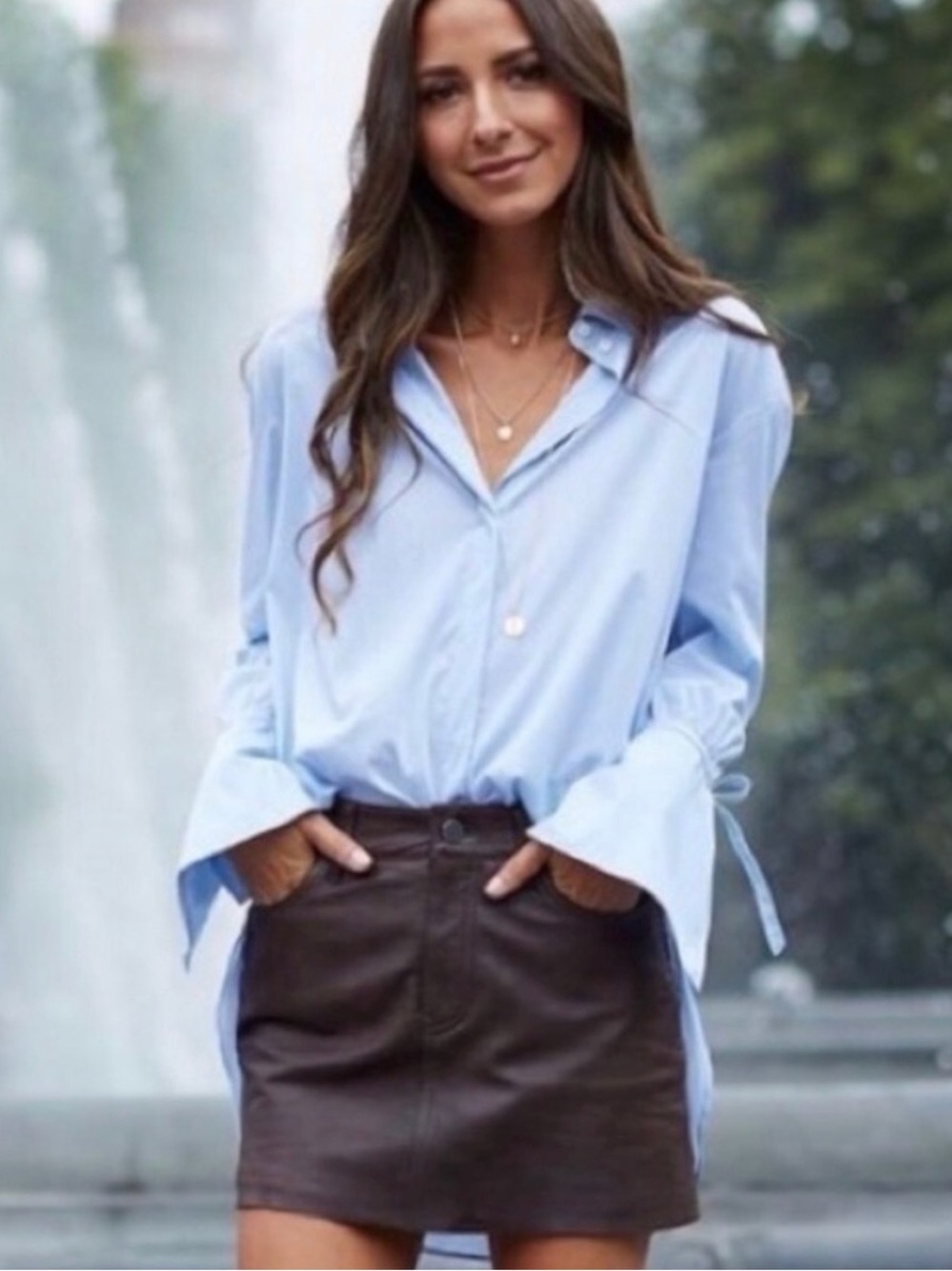 Treasure & Bond x Something Navy Oversized Pinstripe Button Down Shirt